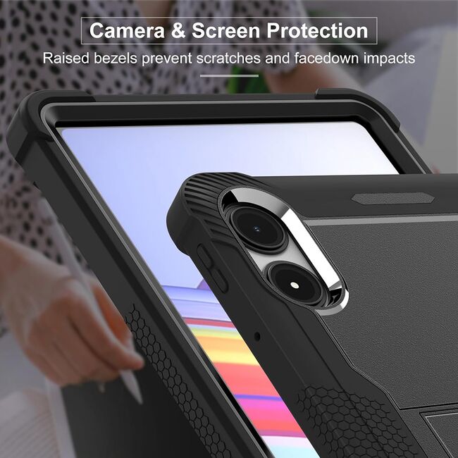 [Pachet 360°] Husa + folie din sticla pentru  Xiaomi Redmi Pad Pro Rugged Heavy Duty - negru