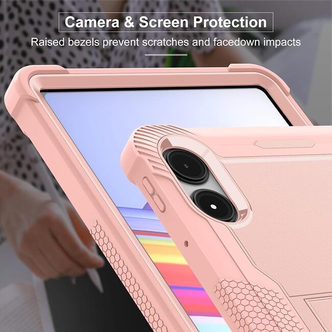 [Pachet 360°] Husa + folie din sticla pentru  Xiaomi Redmi Pad Pro Rugged Heavy Duty - roz