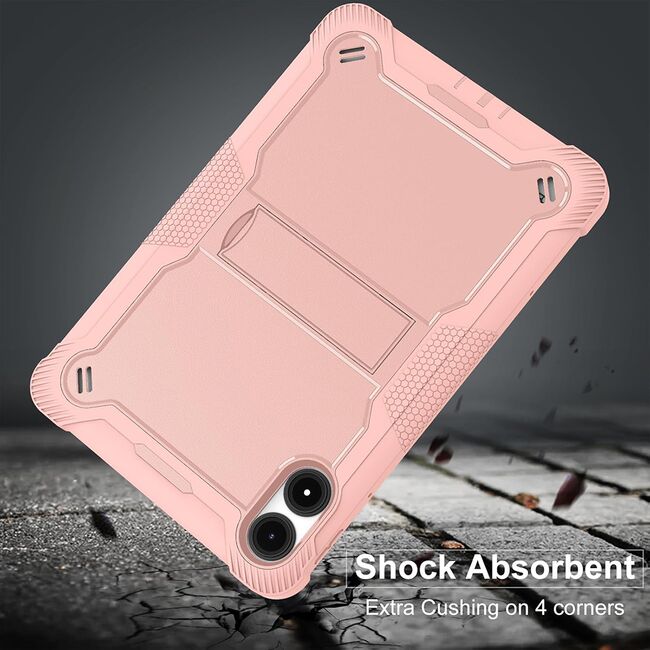 [Pachet 360°] Husa + folie din sticla pentru  Xiaomi Redmi Pad Pro Rugged Heavy Duty - roz