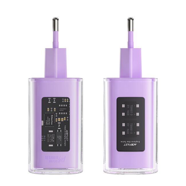 Incarcator Type-C 2 x USB-C, Acefast A45, GaN 65W Power Delivery