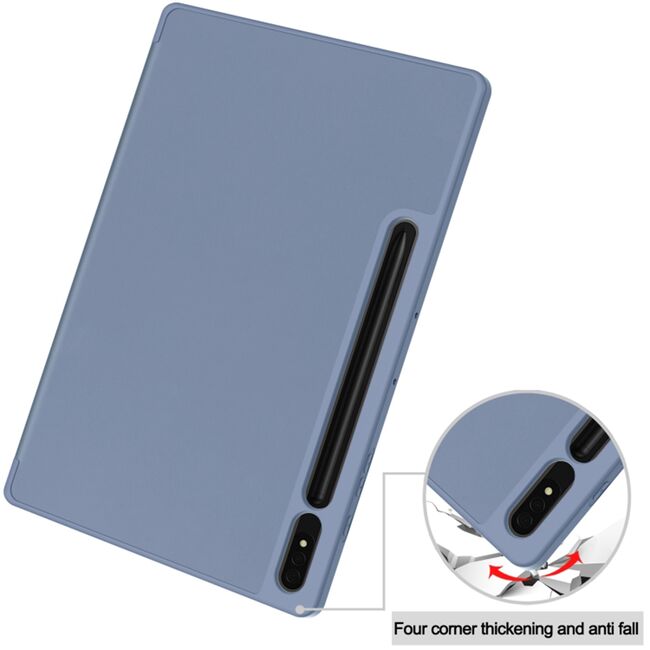 Husa pentru  Samsung Galaxy Tab S8 Soft Shell cu functie wake-up/sleep si compartiment pentru stylus, tip stand - gri