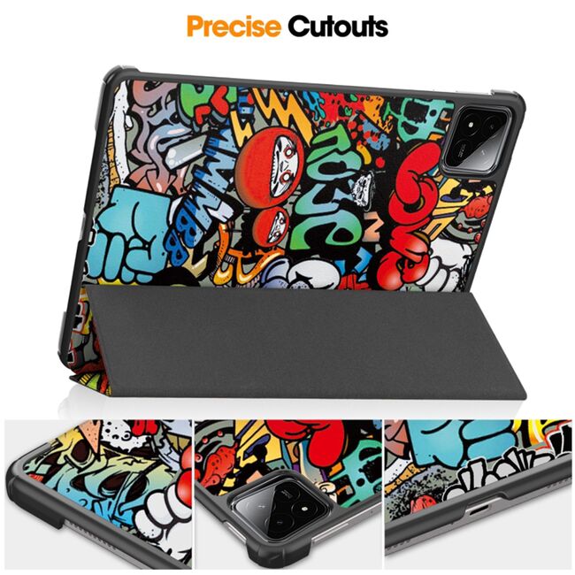 Husa pentru Xiaomi Pad 6S Pro 12.4 tip stand functie sleep/wake-up, graffiti