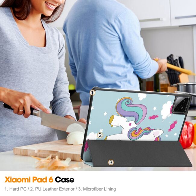 Husa pentru Xiaomi Pad 6S Pro 12.4 tip stand functie sleep/wake-up, unicorn
