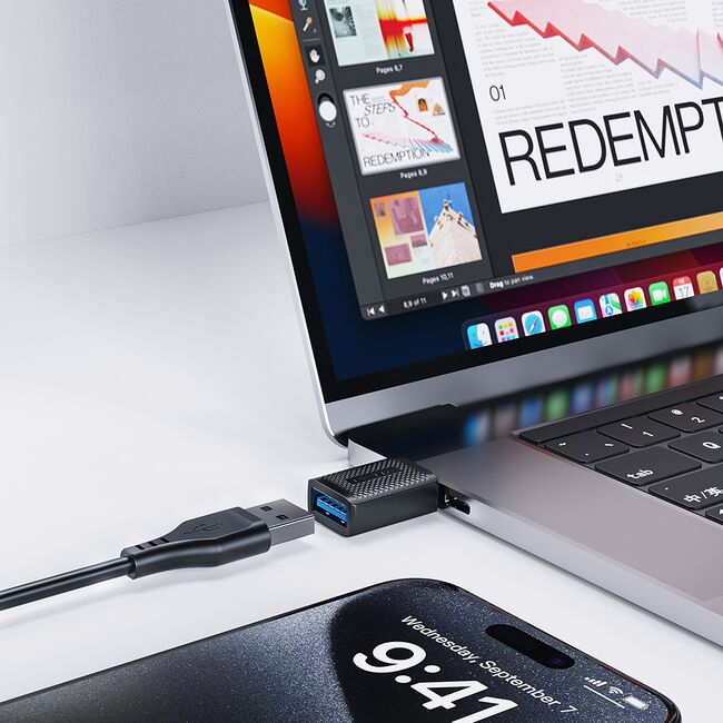 Adaptor USB 3.0 Type-C, 5Gbps, Fast Charging, Acefast J1
