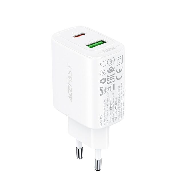 Incarcator priza USB Type-C, Acefast A25, PD20W, alb