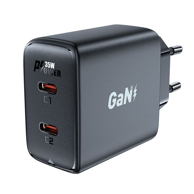 Incarcator priza GaN 2x Type-C, Acefast A49, PD35W, negru
