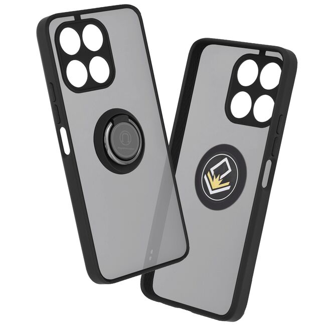 Husa de protectie pentru  Honor X6a premium cu inel stand rotativ, suport magnetic si bumper anti-alunecare - negru