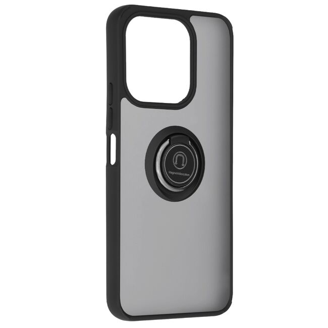 Husa de protectie pentru  Honor X6b premium cu inel stand rotativ, suport magnetic si bumper anti-alunecare - negru