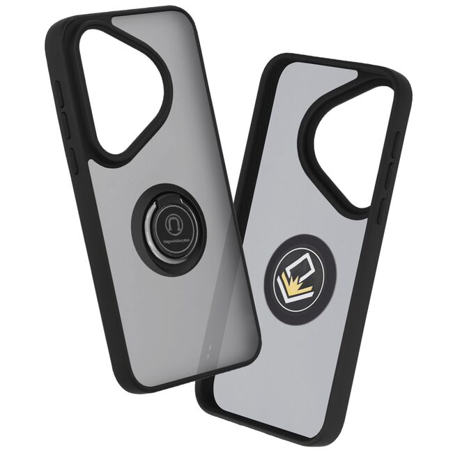 Husa de protectie pentru  Huawei Pura 70 Pro premium cu inel stand rotativ, suport magnetic si bumper anti-alunecare - negru