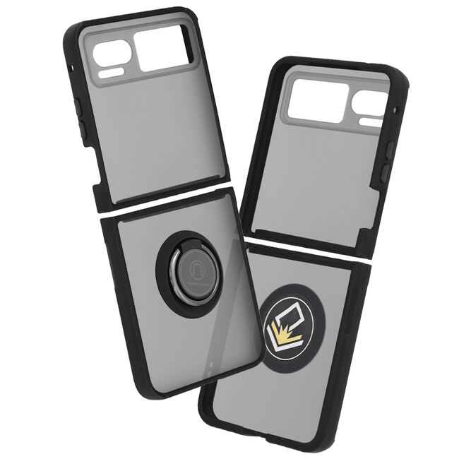 Husa de protectie pentru  Motorola Razr 40 premium cu inel stand rotativ, suport magnetic si bumper anti-alunecare - negru