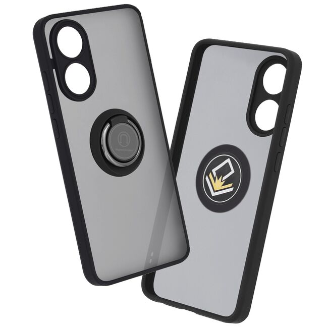 Husa de protectie pentru  Oppo A78 4G premium cu inel stand rotativ, suport magnetic si bumper anti-alunecare - negru