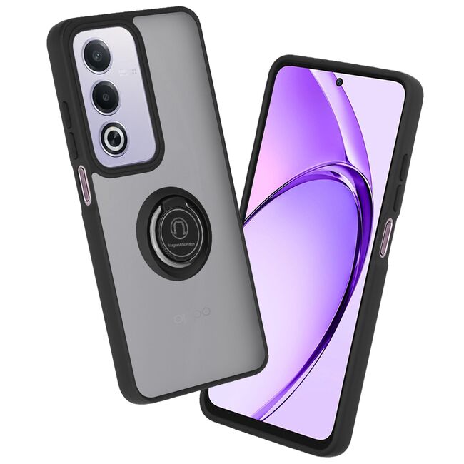 Husa de protectie pentru  Oppo A80 premium cu inel stand rotativ, suport magnetic si bumper anti-alunecare - negru