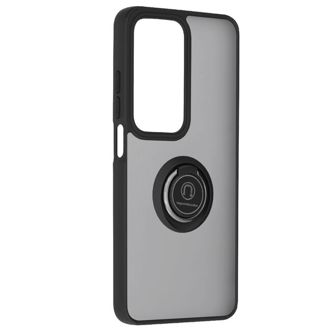 Husa de protectie pentru  Oppo A80 premium cu inel stand rotativ, suport magnetic si bumper anti-alunecare - negru