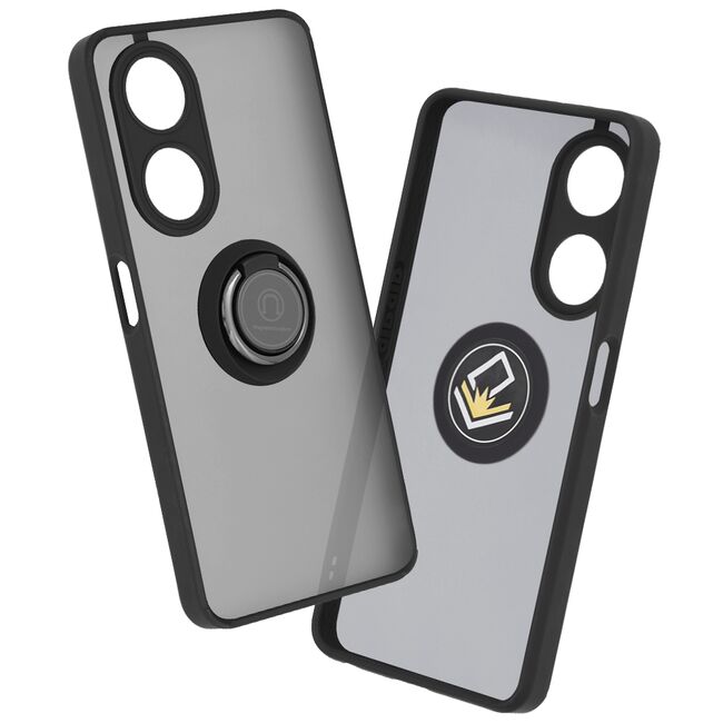 Husa de protectie pentru  Oppo A98 premium cu inel stand rotativ, suport magnetic si bumper anti-alunecare - negru