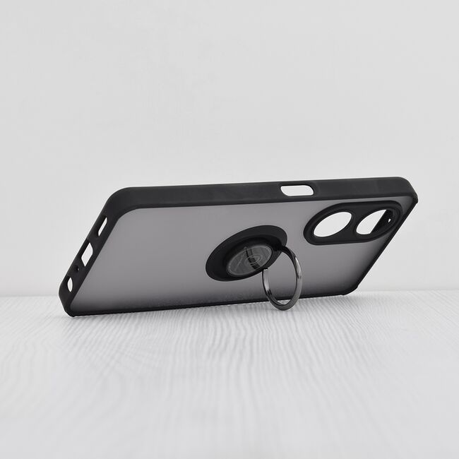 Husa de protectie pentru  Oppo A98 premium cu inel stand rotativ, suport magnetic si bumper anti-alunecare - negru