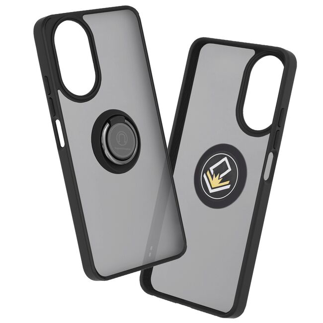 Husa de protectie pentru  Realme C67 4G premium cu inel stand rotativ, suport magnetic si bumper anti-alunecare - negru