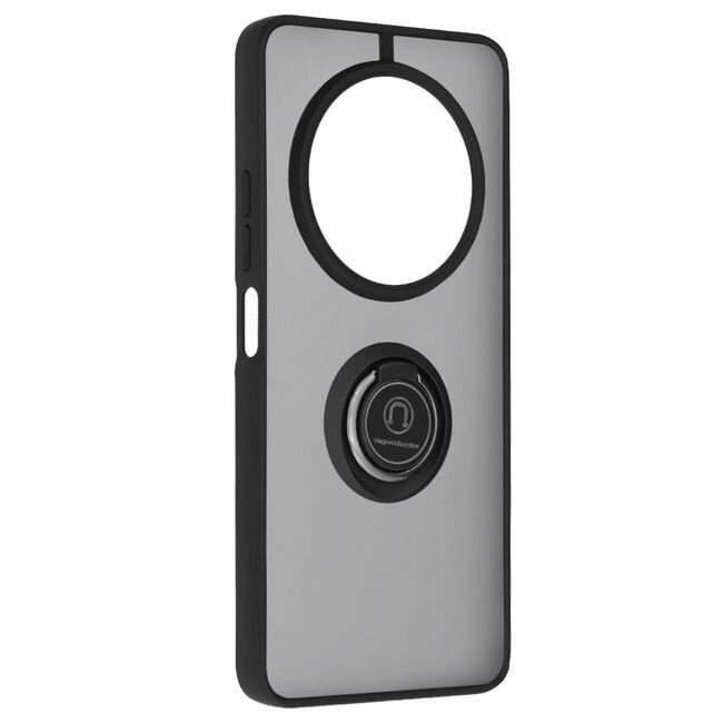 Husa de protectie pentru  Xiaomi Redmi 14C premium cu inel stand rotativ, suport magnetic si bumper anti-alunecare - negru