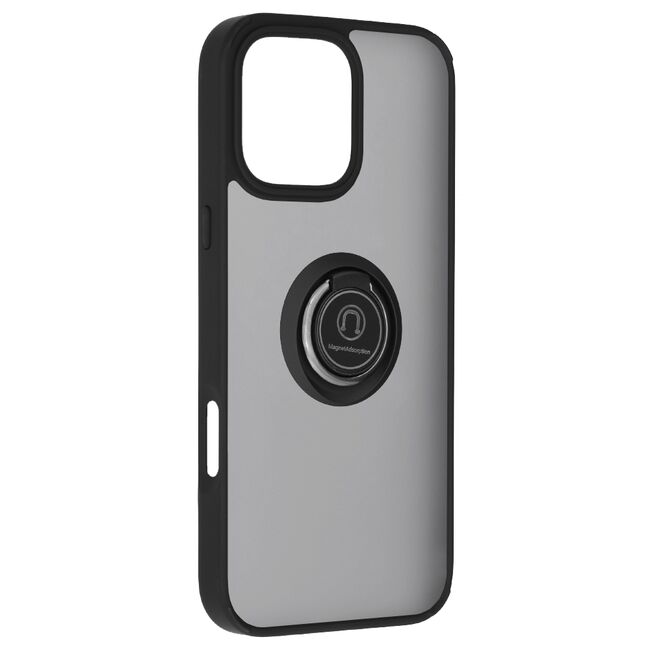 Husa de protectie pentru  iPhone 16 Pro Max premium cu inel stand rotativ, suport magnetic si bumper anti-alunecare - negru