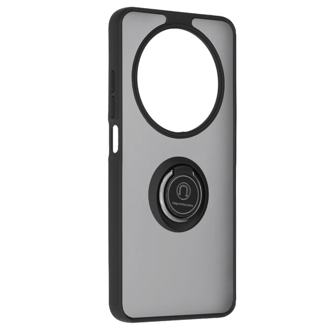 Husa de protectie pentru  Oppo Reno 12F, 12FS premium cu inel stand rotativ, suport magnetic si bumper anti-alunecare - negru