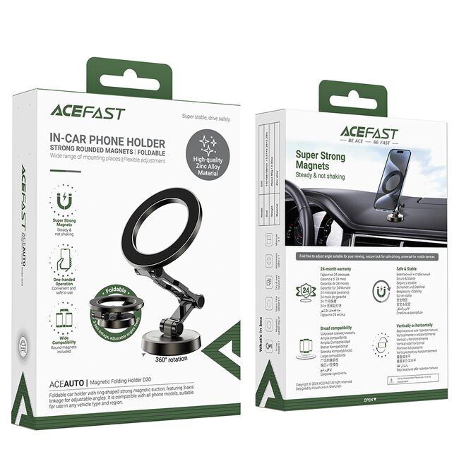 Suport auto magnetic pentru telefon Acefast D20, ajustabil