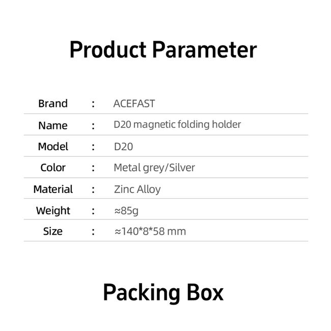 Suport auto magnetic pentru telefon Acefast D20, ajustabil, silver