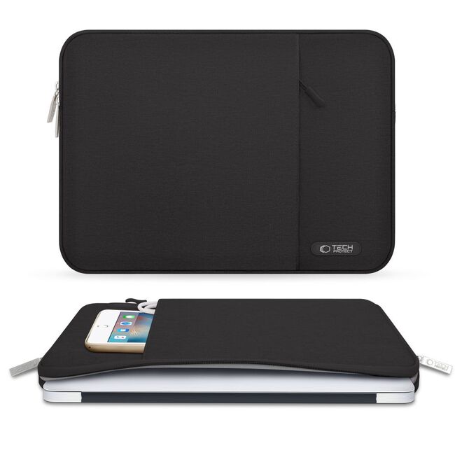 Husă Laptop 13-14" Slim SoftTouch – Design Elegant, Protecție Premium, Compartiment Accesorii, Ideală pentru MacBook, ASUS, Lenovo, HP, Dell, negru