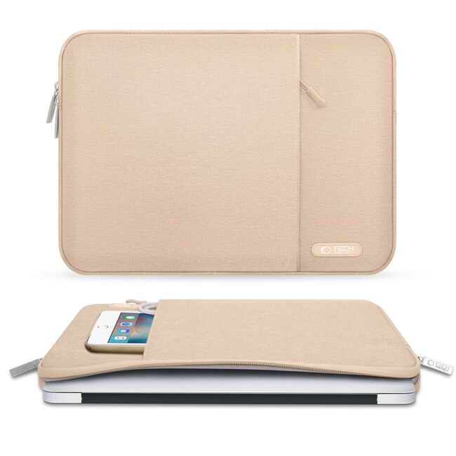 Husă Laptop 13-14" Slim SoftTouch – Design Elegant, Protecție Premium, Compartiment Accesorii, Ideală pentru MacBook, ASUS, Lenovo, HP, Dell, caffe latte