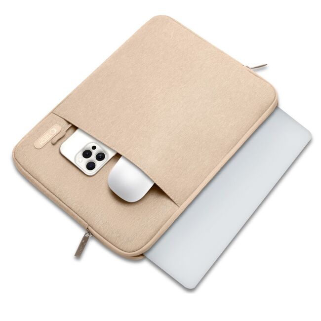 Husă Laptop 13-14" Slim SoftTouch – Design Elegant, Protecție Premium, Compartiment Accesorii, Ideală pentru MacBook, ASUS, Lenovo, HP, Dell, caffe latte