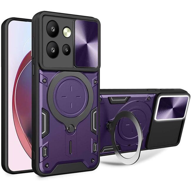Husa pentru  Motorola Edge 50 Neo cu protecție pentru cameră și suport magnetic integrat Ring Shockproof, mov