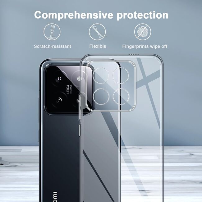 Husa pentru  Xiaomi 14T, Anti-Shock 1.5mm, cu protectie lentile, transparent