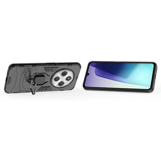 Husa pentru Xiaomi Redmi 14C cu inel Ring Armor Kickstand Tough, negru denim