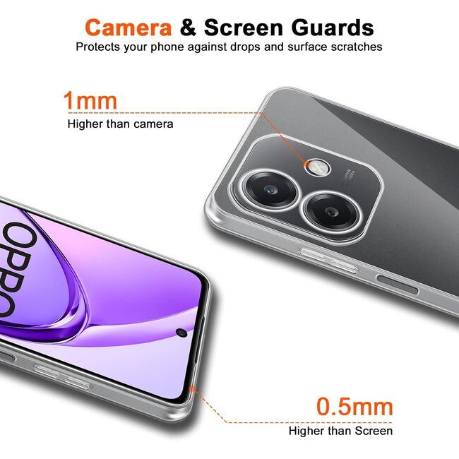 Husa pentru  Oppo A40, Anti-Shock 1.5mm, cu protectie lentile, ice
