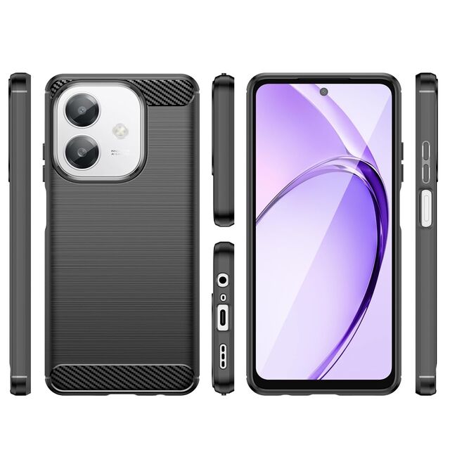 Husa pentru Oppo A40 Carbon Liquid Silicone, Negru