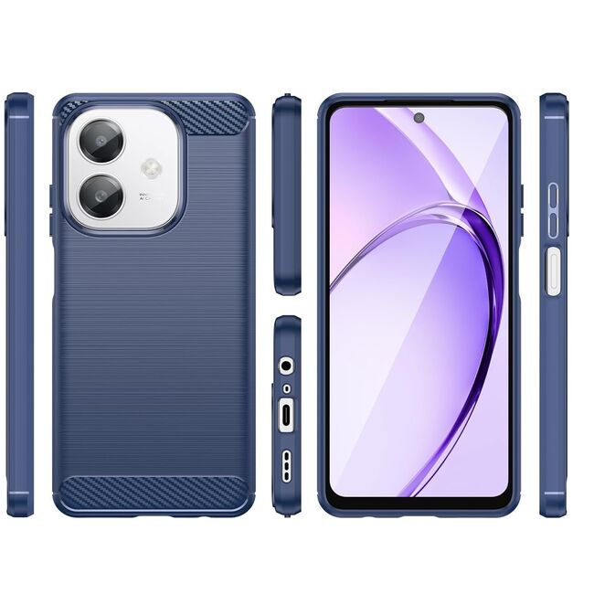 Husa pentru Oppo A40 Carbon Liquid Silicone, Albastru