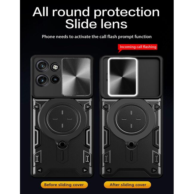 Husa pentru  Motorola Edge 50 Neo cu protecție pentru cameră și suport magnetic integrat Ring Shockproof, roz