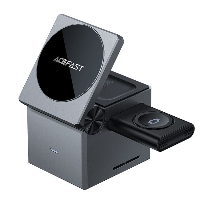 Statie incarcare 3in1 telefon wireless Acefast E18, 15W, gri