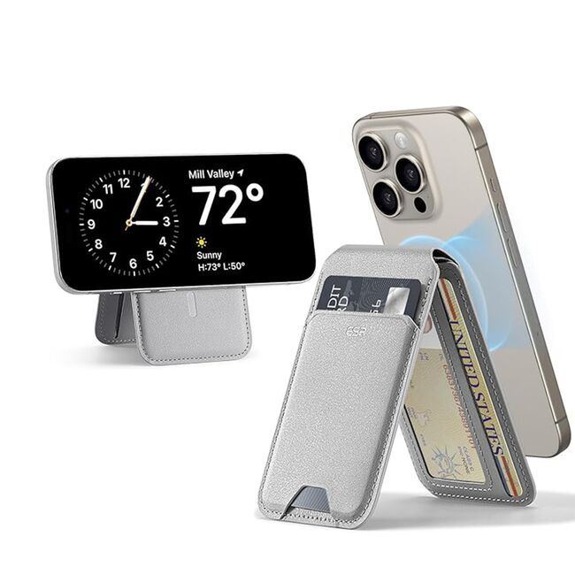 Portofel MagSafe pentru telefon, suport birou ESR HaloLock, gri