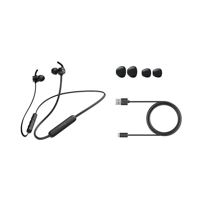 Casti Philips - bluetooth earphones (tae1205bk/00) - for sport, bluetooth 5.1, microphone, in-ear, ipx4 - negru