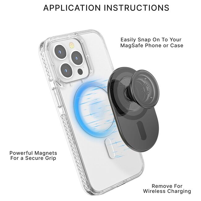Popsockets original, suport cu functii multiple, Transparent Black