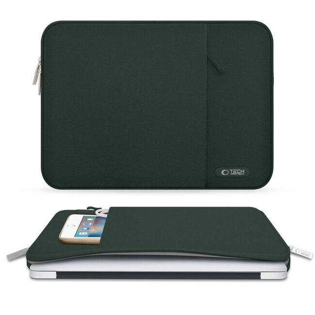 Husă Laptop 13-14" Slim SoftTouch – Design Elegant, Protecție Premium, Compartiment Accesorii, Ideală pentru MacBook, ASUS, Lenovo, HP, Dell, midnight green