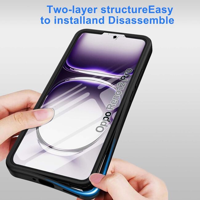 Pachet 360: Husa cu folie integrata pentru  Oppo Reno 12 Cover360 fata / spate - mov