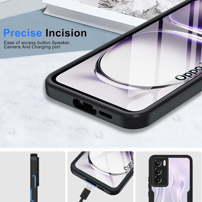 Pachet 360: Husa cu folie integrata pentru  Oppo Reno 12 Pro Cover360 fata / spate - albastru