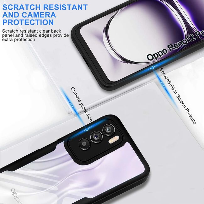 Pachet 360: Husa cu folie integrata pentru  Oppo Reno 12 Cover360 fata / spate - albastru
