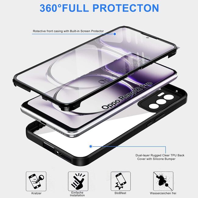 Pachet 360: Husa cu folie integrata pentru  Oppo Reno 12 Cover360 fata / spate - albastru