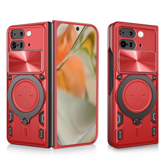 Husa pentru  Google Pixel 9 Pro Fold cu protecție pentru cameră și suport magnetic integrat Ring Shockproof, rosu