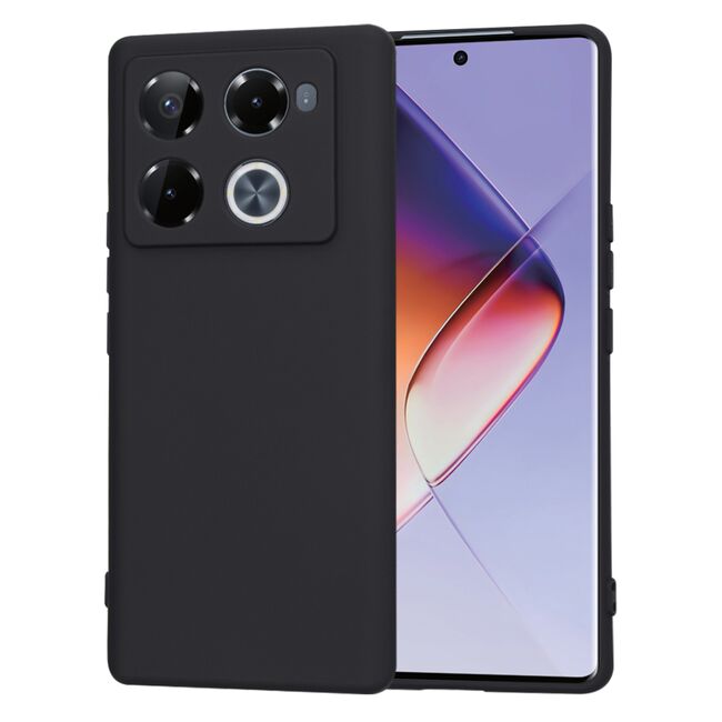 Husa pentru  Infinix Note 40 Pro+ Liquid Silicone, subțire, captusita cu microfibra, anti amprentă, protectie cameră foto, negru