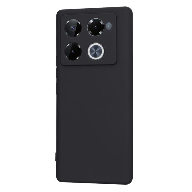 Husa pentru  Infinix Note 40 Pro+ Liquid Silicone, subțire, captusita cu microfibra, anti amprentă, protectie cameră foto, negru
