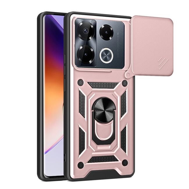 Husa pentru  Infinix Note 40 Pro+ Ring Armor Kickstand Tough Rugged Cover cu protectie camera, roz