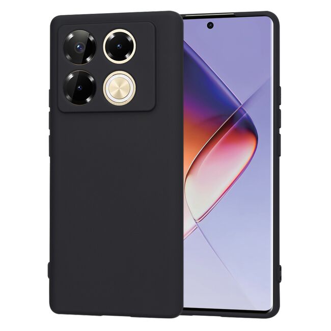 Husa pentru  Infinix Note 40 Pro 4G Liquid Silicone, subțire, captusita cu microfibra, anti amprentă, protectie cameră foto, negru