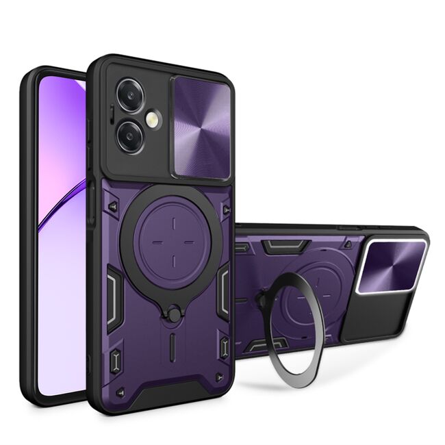 Husa pentru  Oppo A40 cu protecție pentru cameră și suport magnetic integrat Ring Shockproof, mov